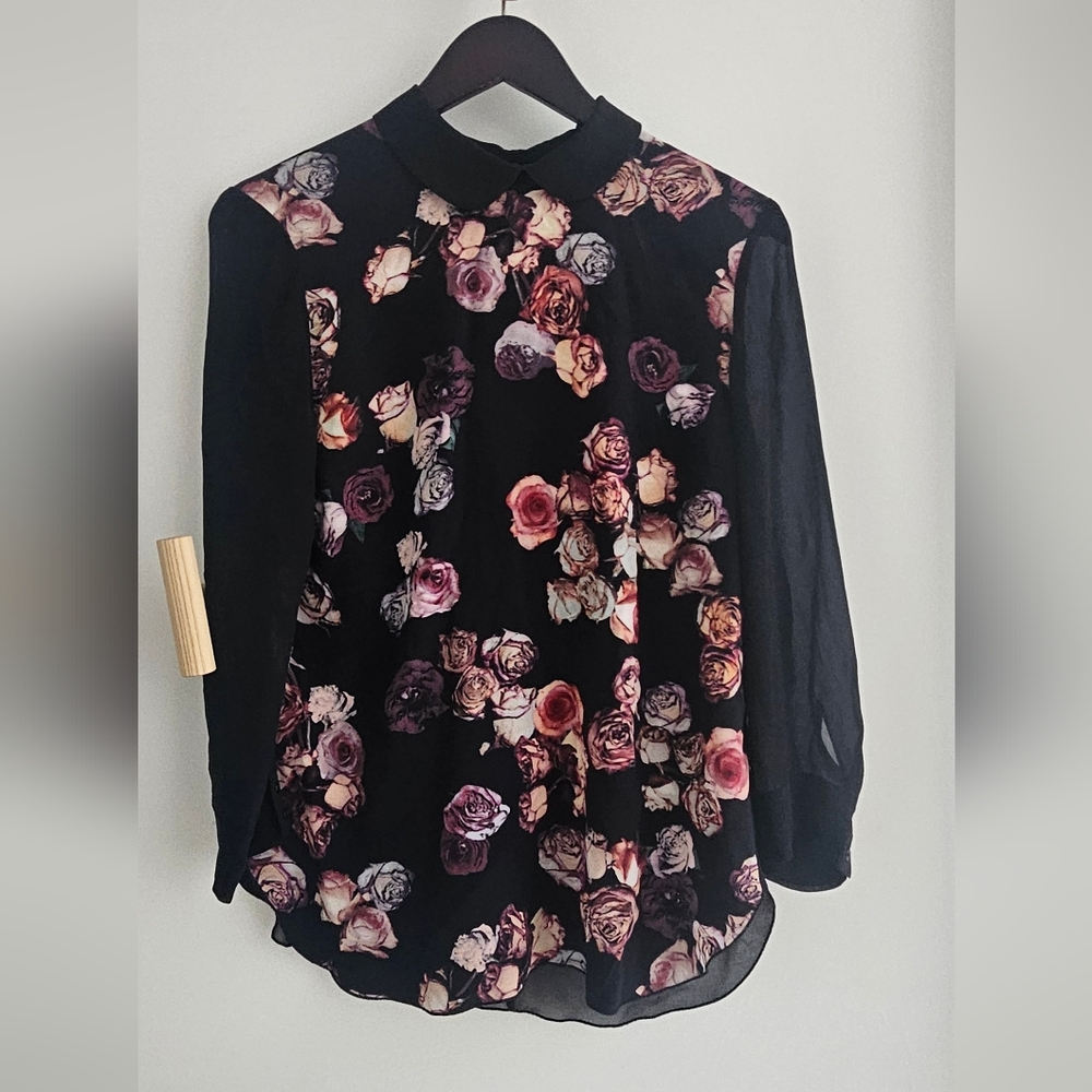 Vintage Wilfred Long Sleeve Silk Floral Blouse